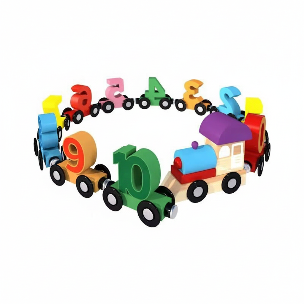 Tren de madera magnético con números para bebés - 5