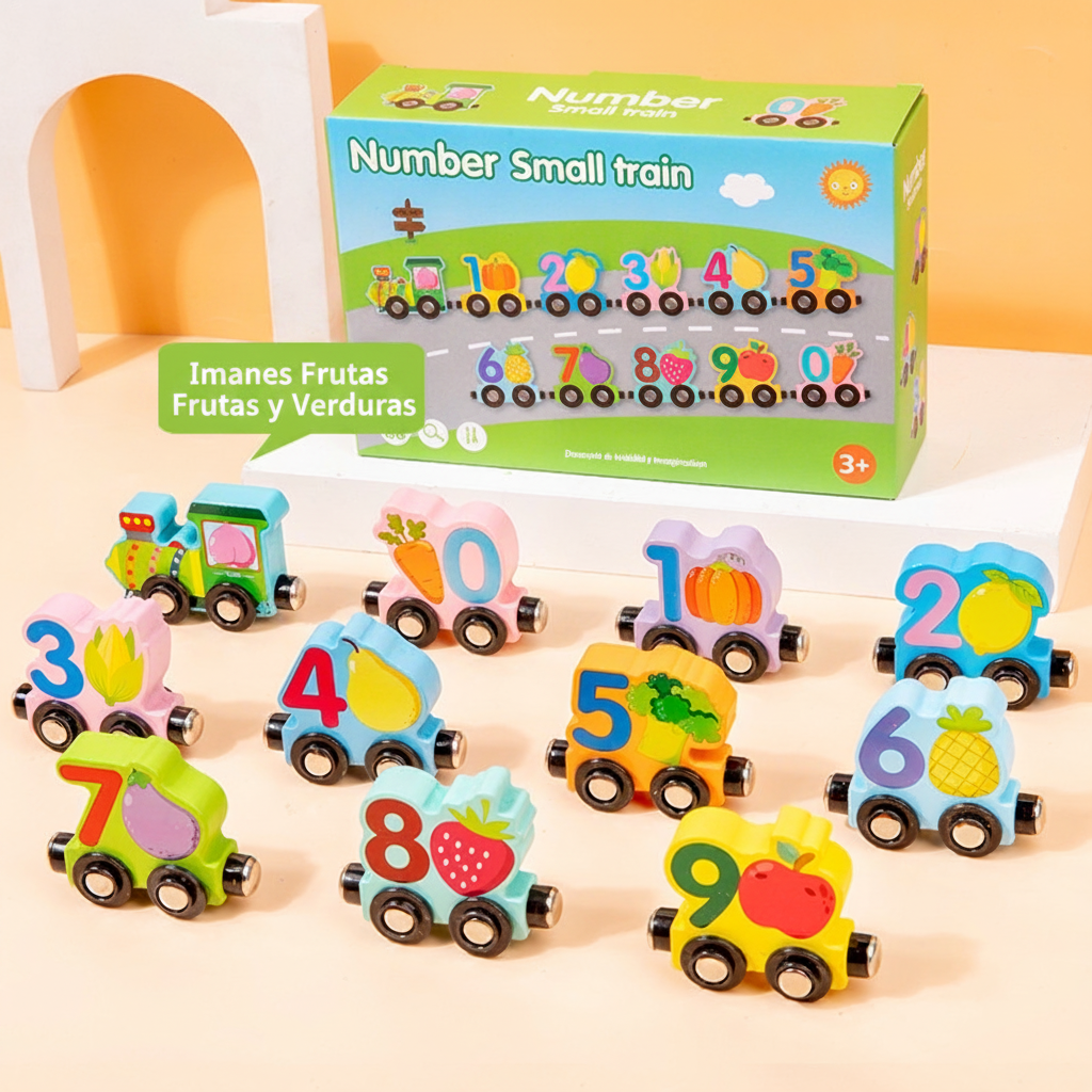 Tren de madera magnético con números para bebés - 6