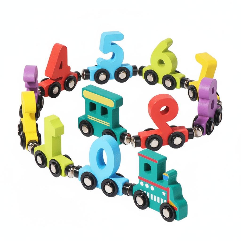Tren de madera magnético con números para bebés - 7