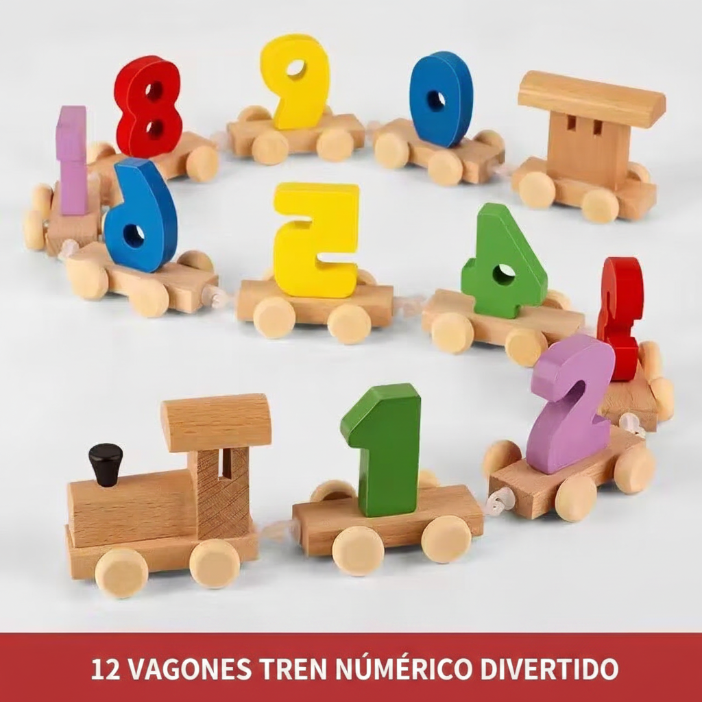 Tren de madera magnético con números para bebés - 8