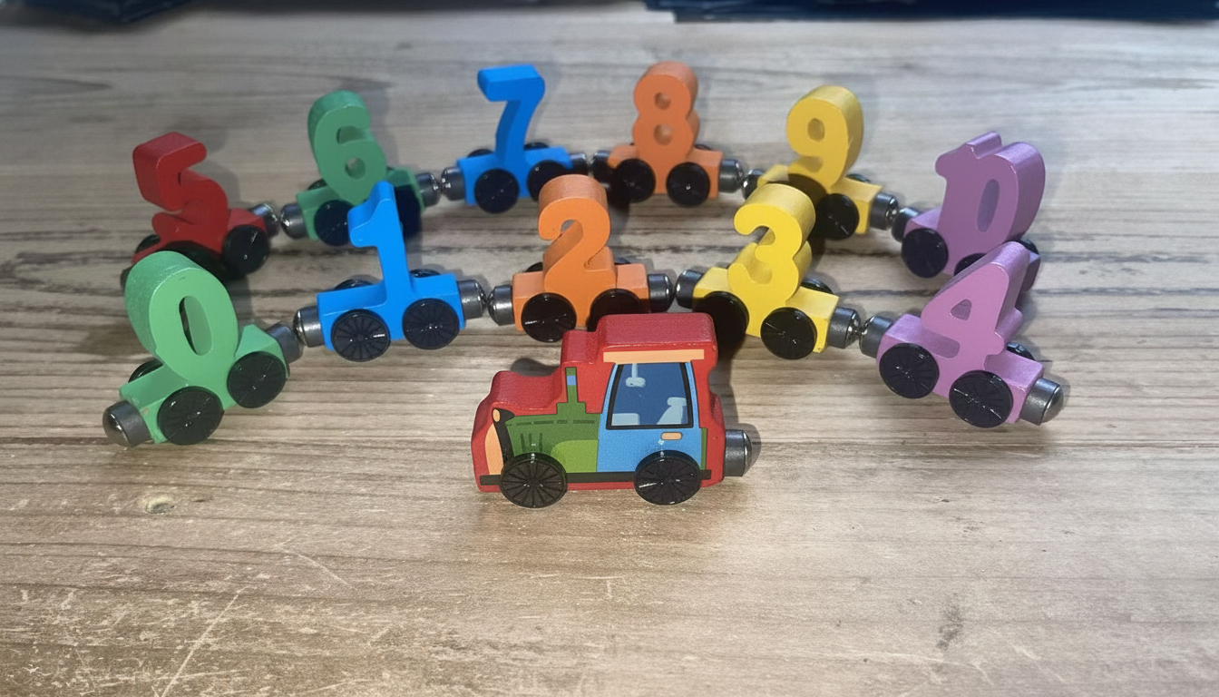 Tren de madera magnético con números para bebés - 9