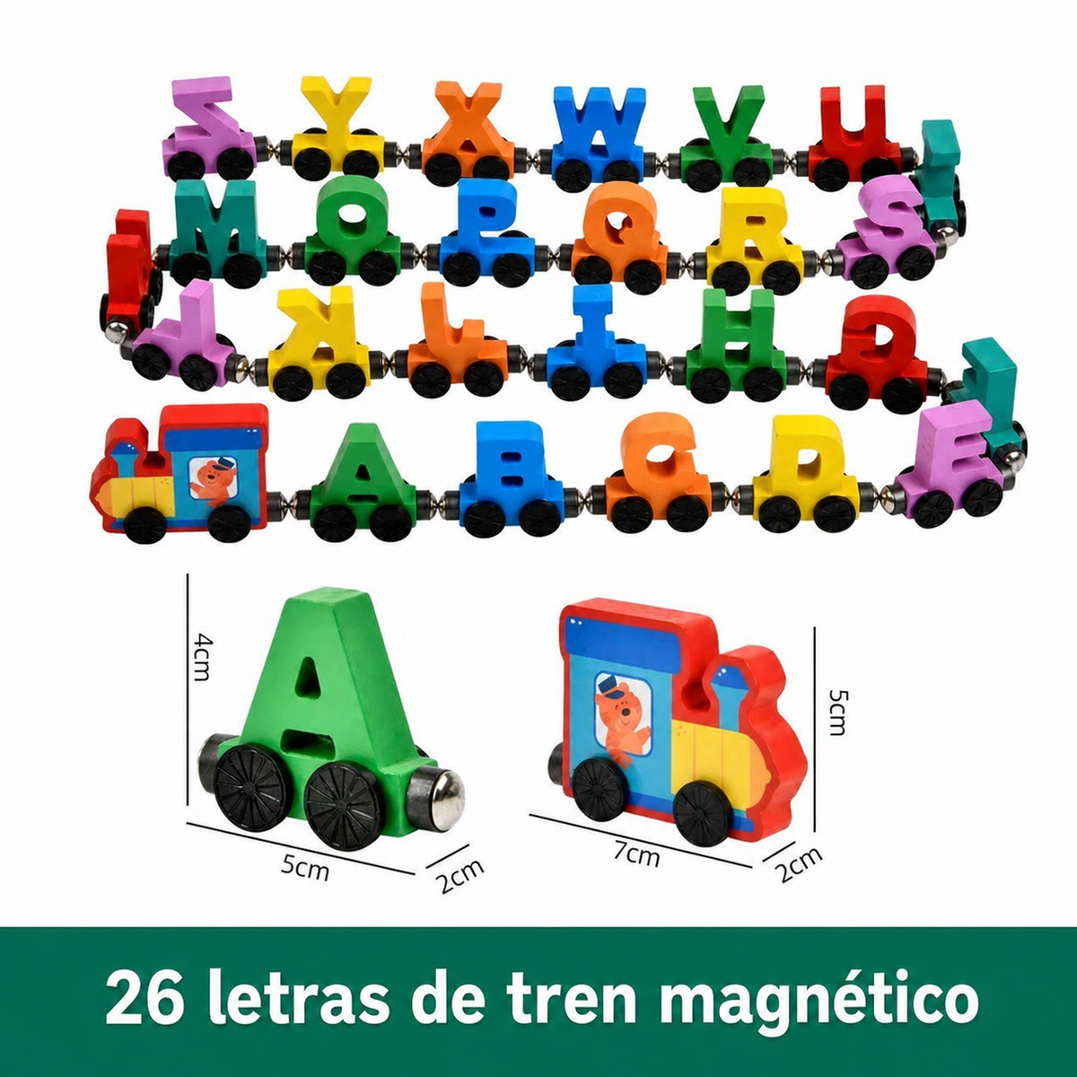 Tren de madera magnético con números para bebés