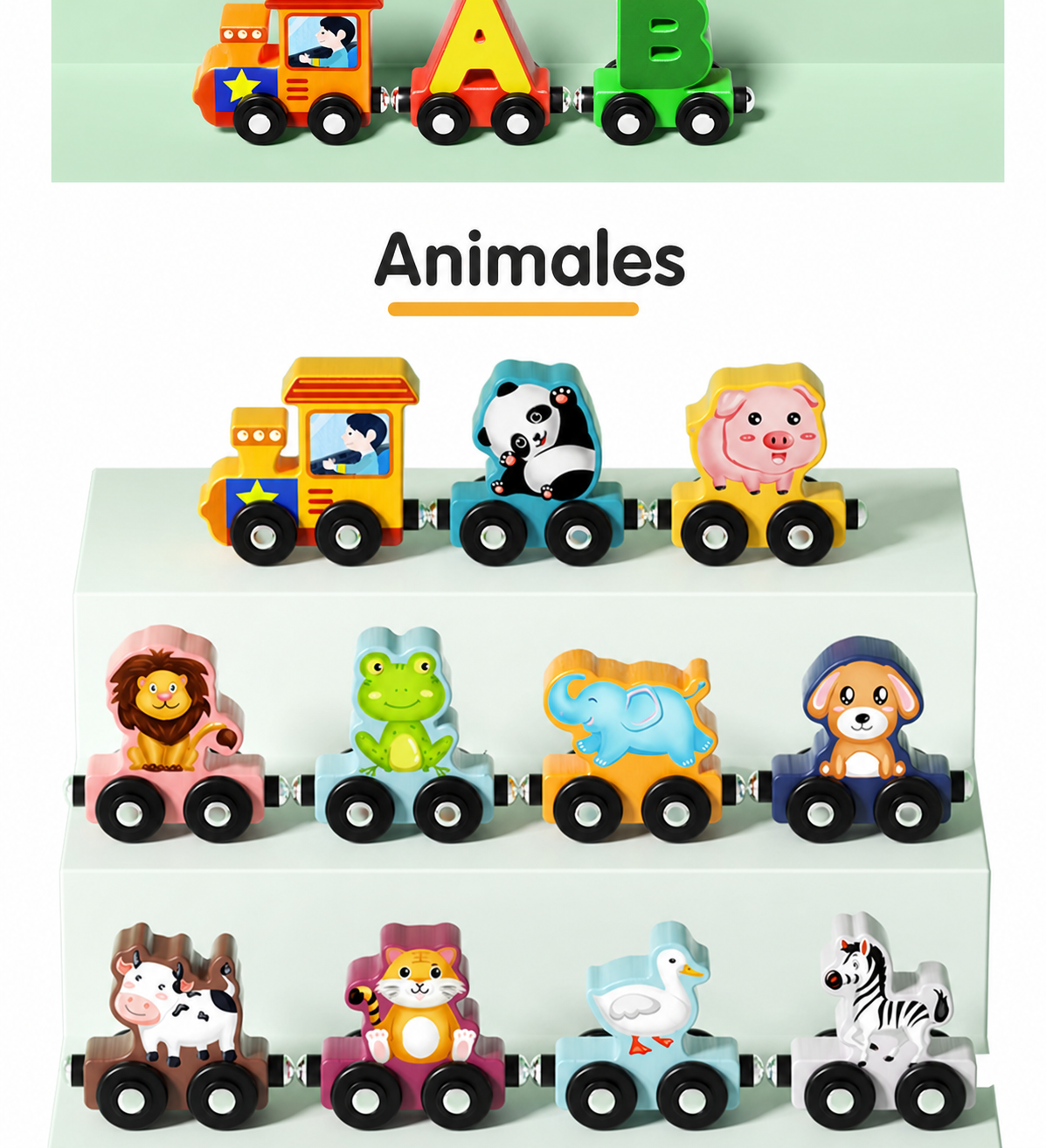 Tren de madera magnético con números para bebés