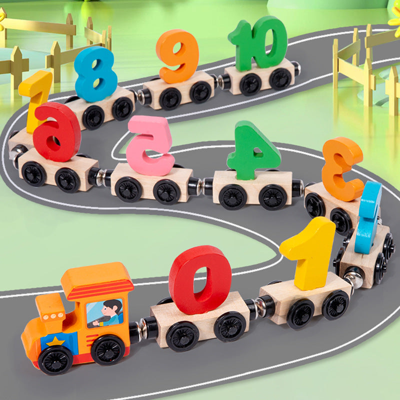 Tren de madera magnético con números para bebés