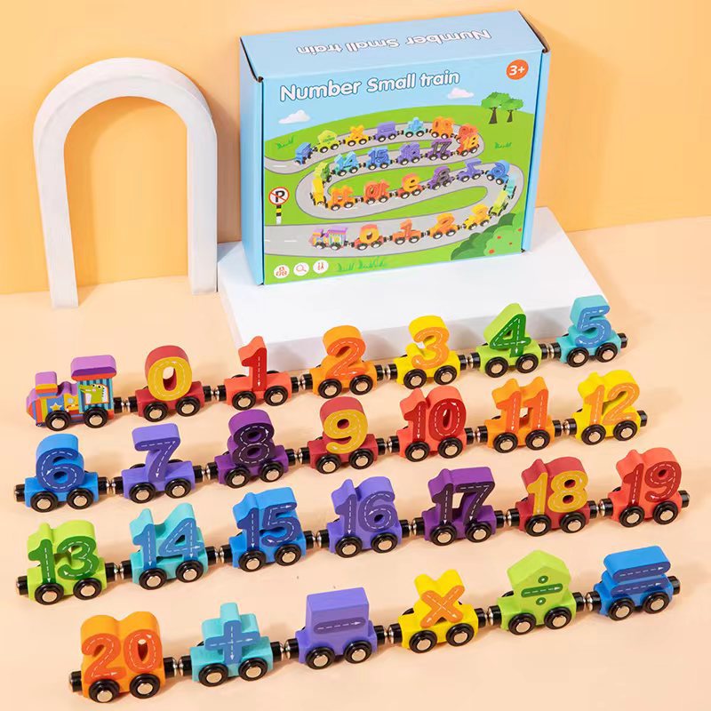 Tren de madera magnético con números para bebés
