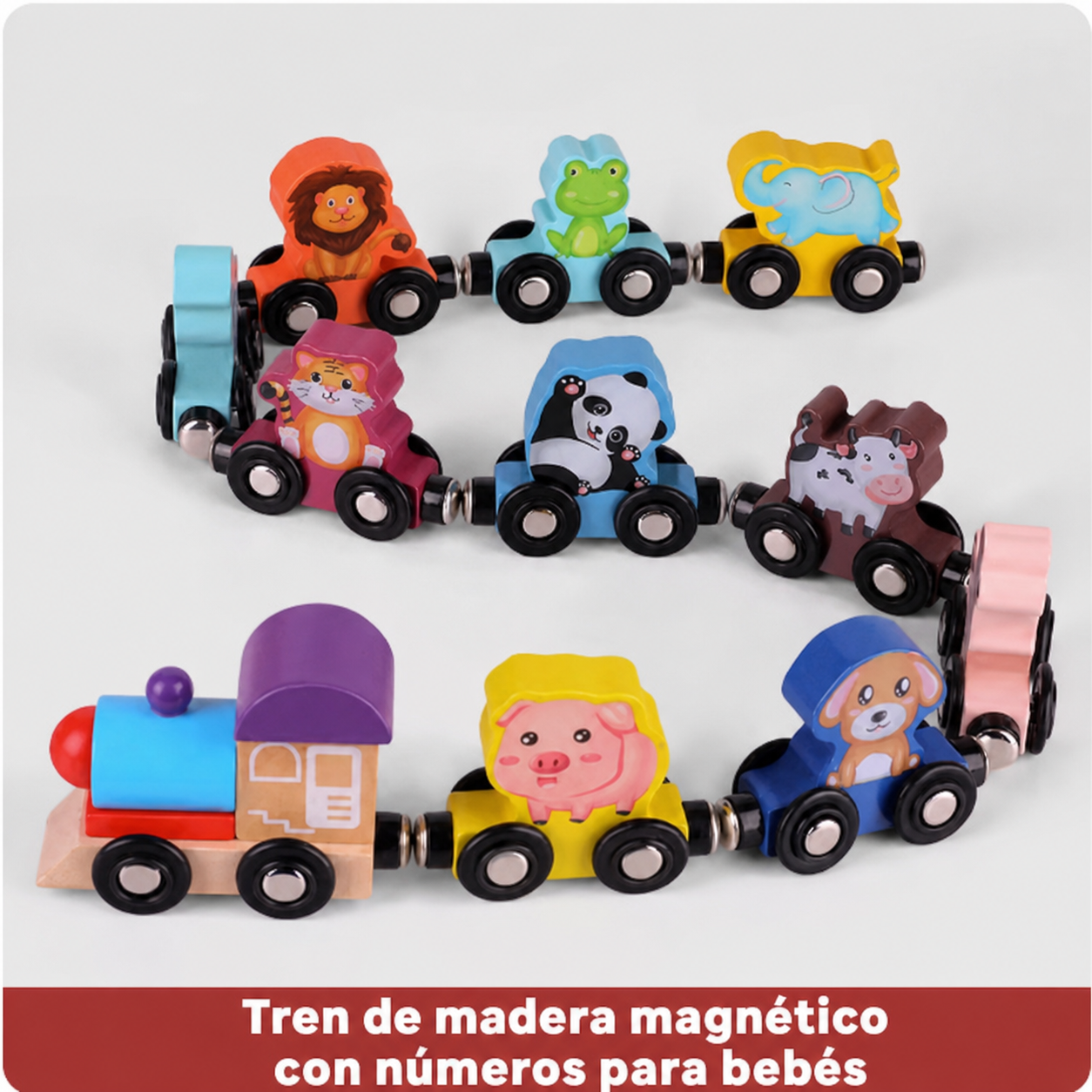 Tren de madera magnético con números para bebés