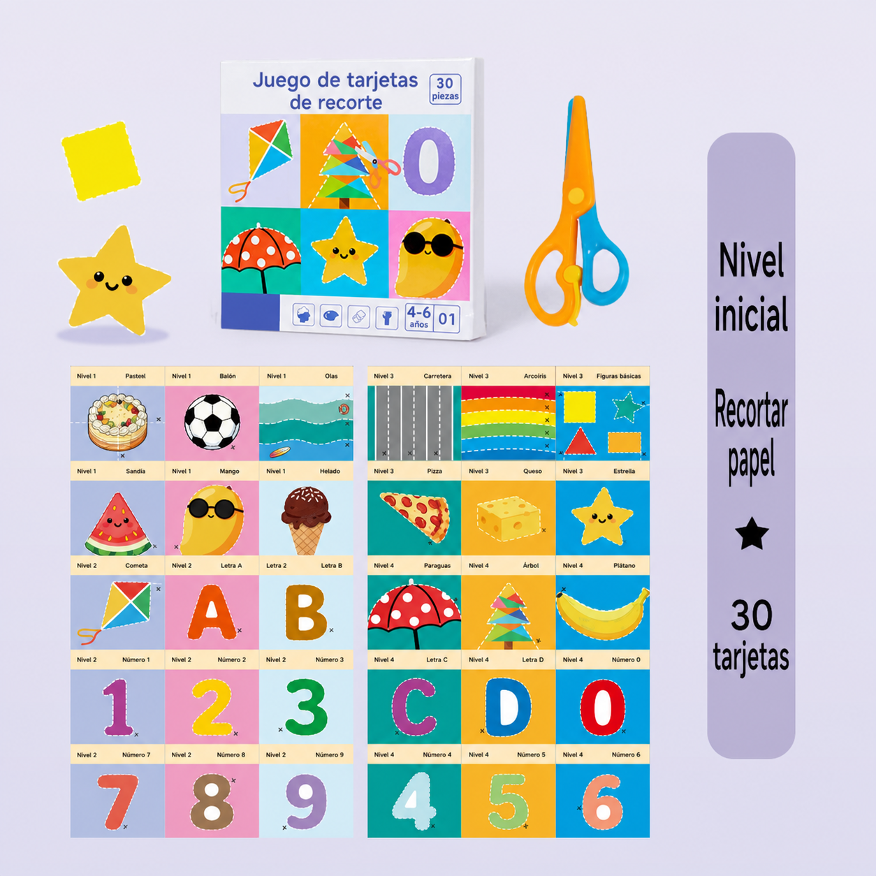 Juego de tarjetas de recorte animales y letras 4-6 años - 5