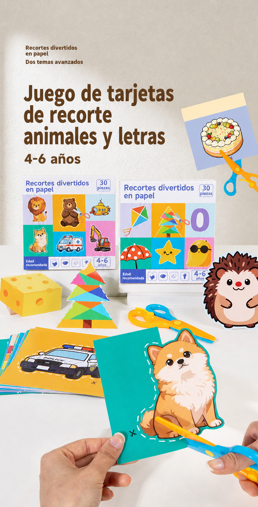 Juego de tarjetas de recorte animales y letras 4-6 años - 7