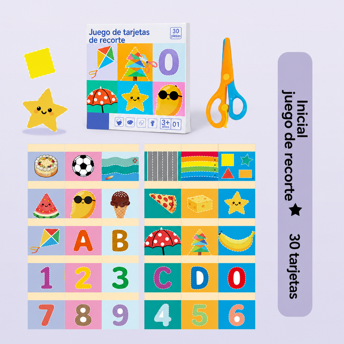 Juego de tarjetas de recorte animales y letras 4-6 años