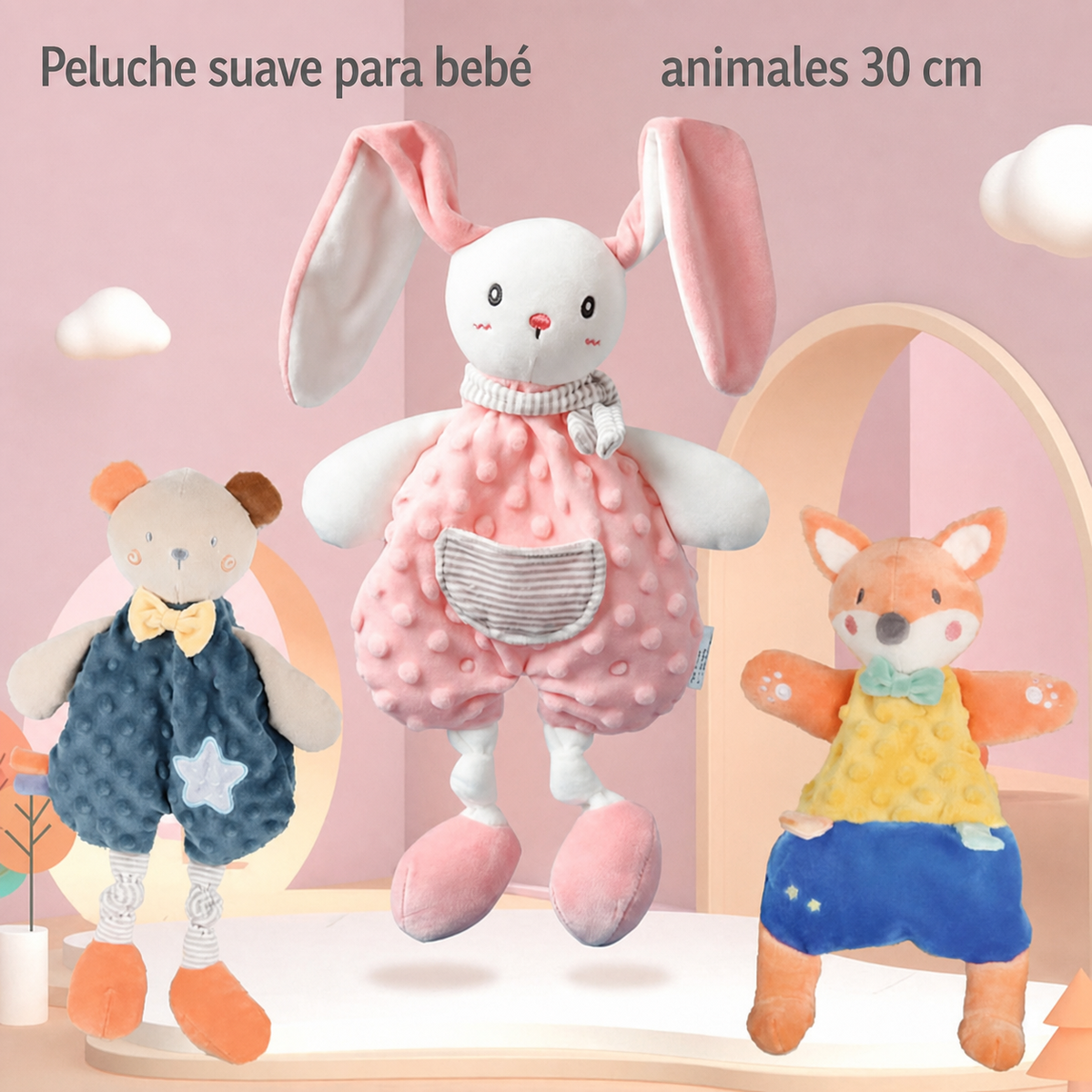 Peluche suave para bebé NOOER animales 30 cm - 1