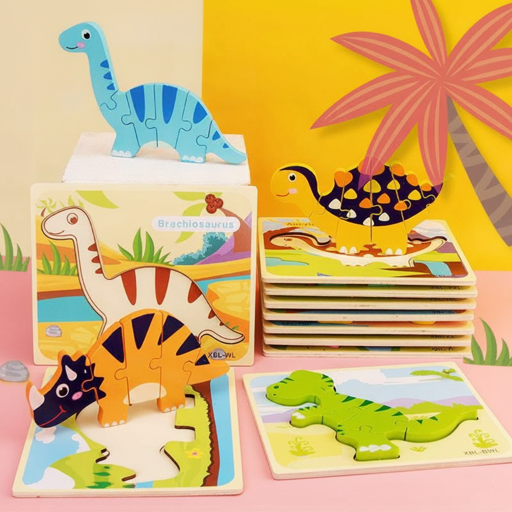 Rompecabezas de Dinosaurios de Madera para Niños 3D - 2