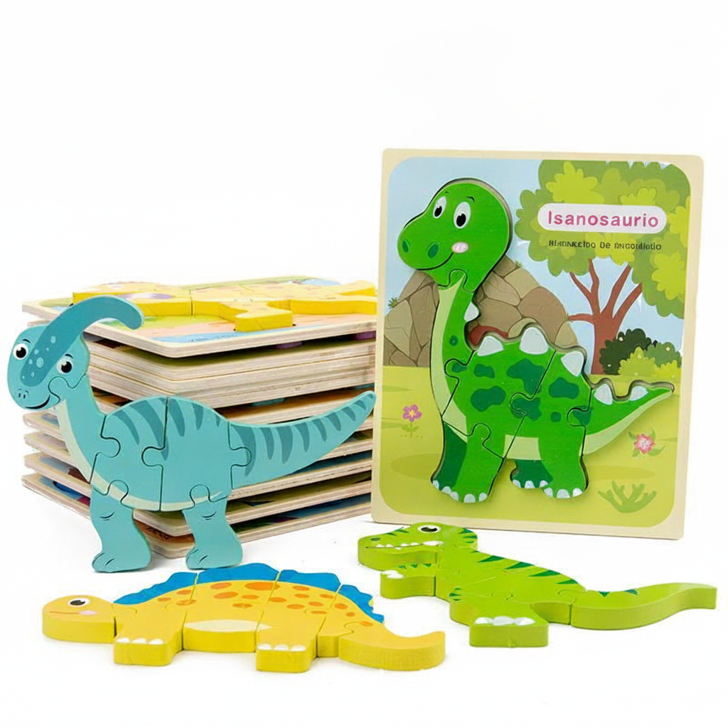 Rompecabezas de Dinosaurios de Madera para Niños 3D - 5