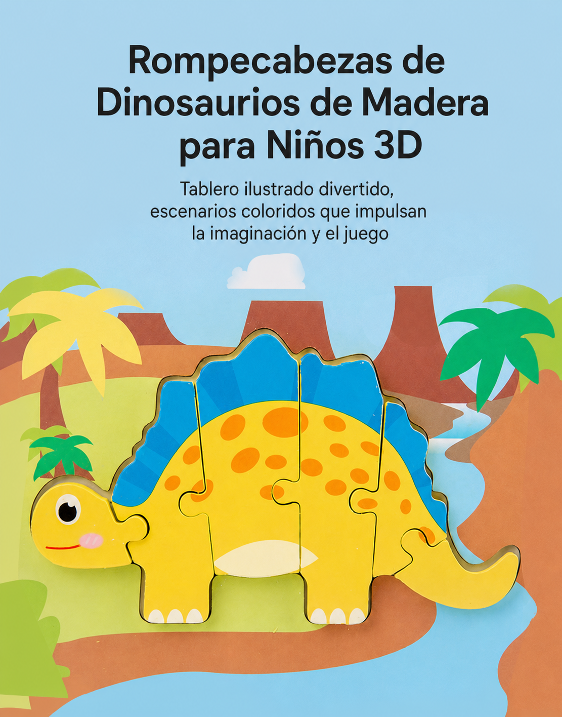 Rompecabezas de Dinosaurios de Madera para Niños 3D - 6