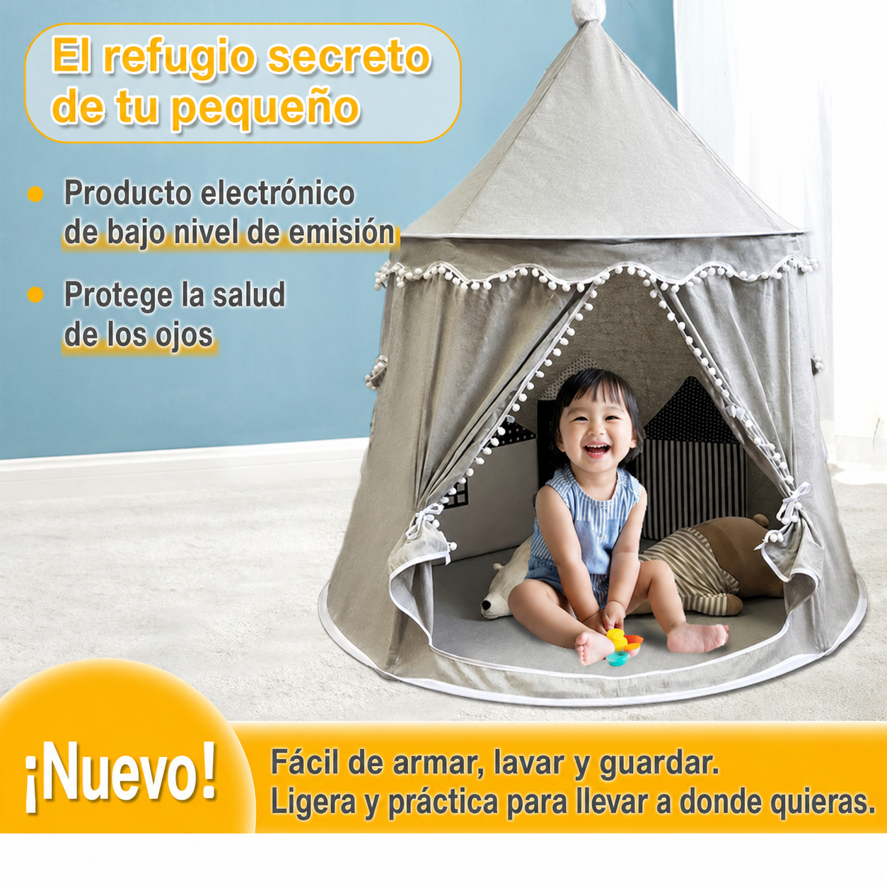 Casita de Juegos Infantil Plegable para Niños y Niñas - 10