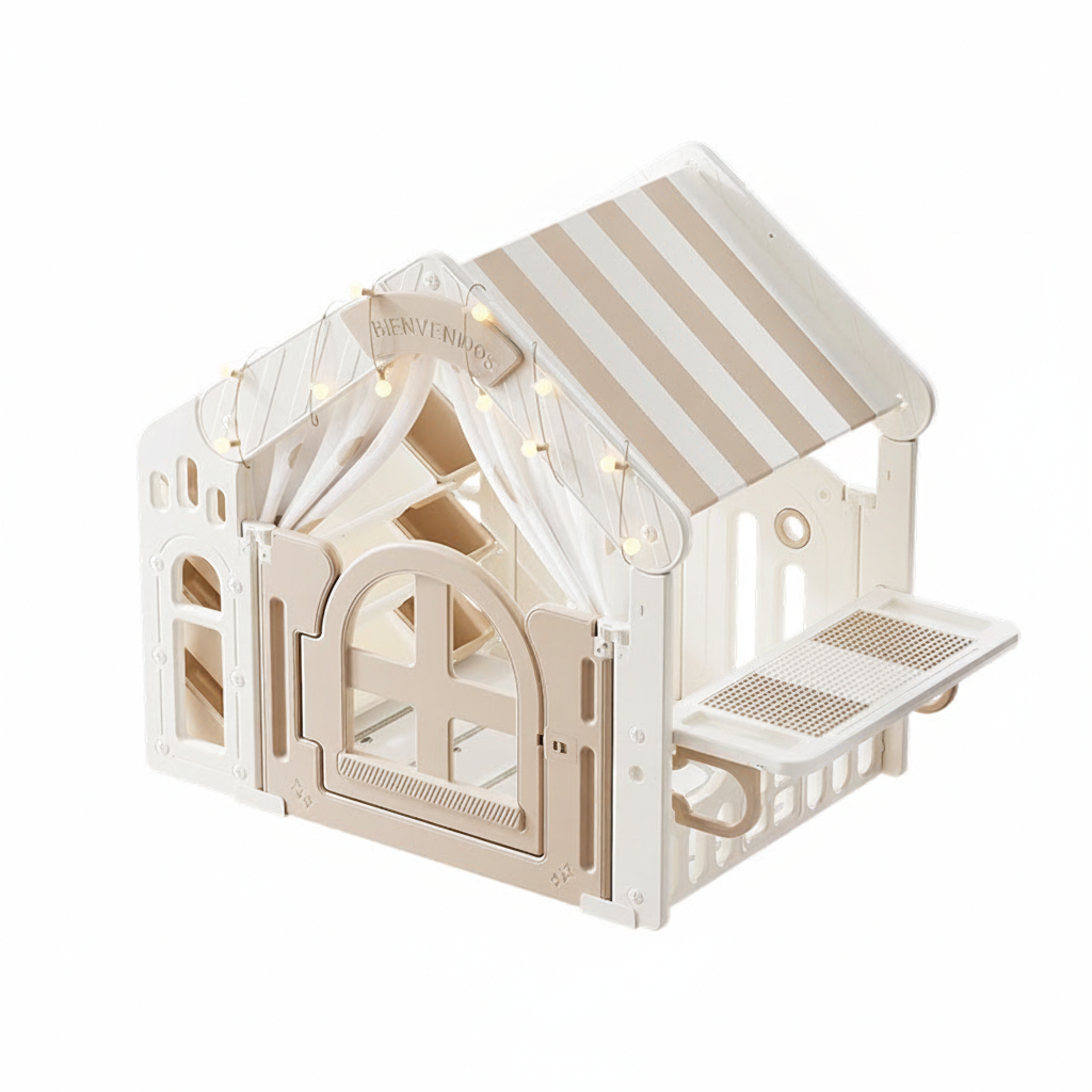 Casita de juegos infantil con mesa de bloques y estante - 5