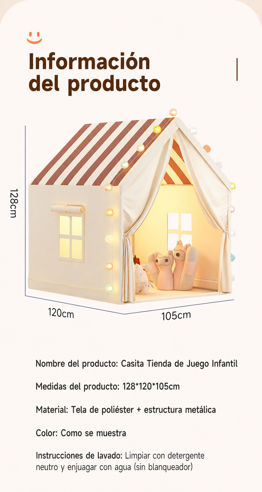 Casita Tienda de Juego Infantil de Tela para Niños - 12