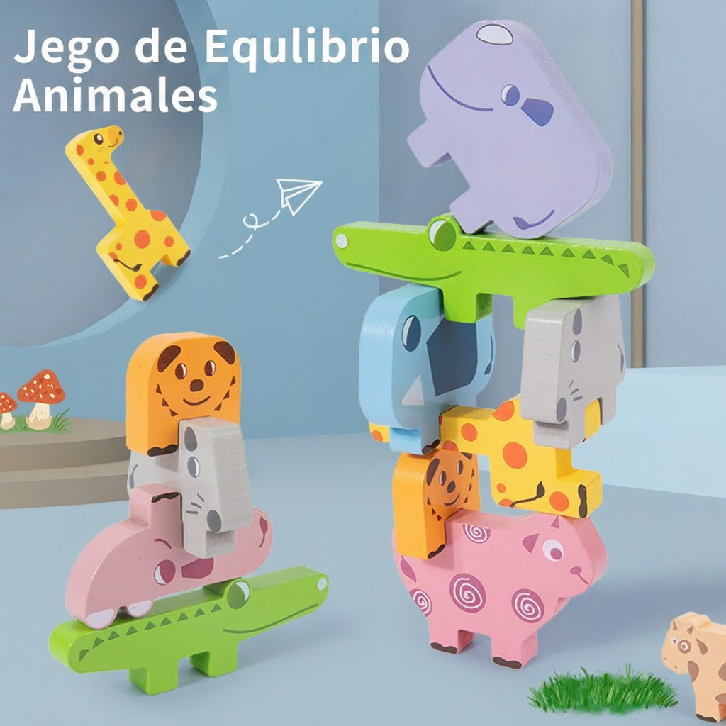 Juego de Apilar Animales de Madera para Niños - 1