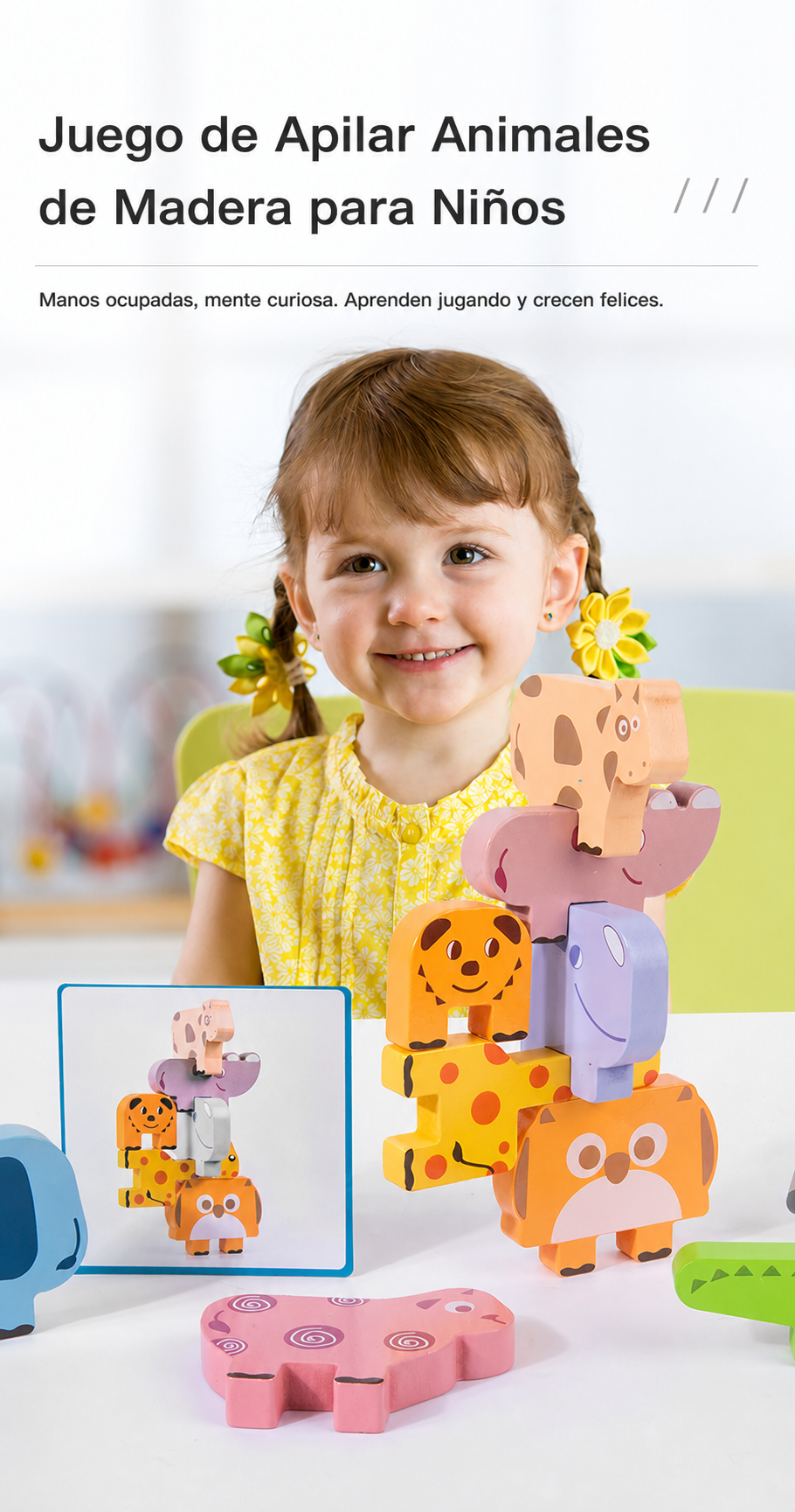 Juego de Apilar Animales de Madera para Niños - 12