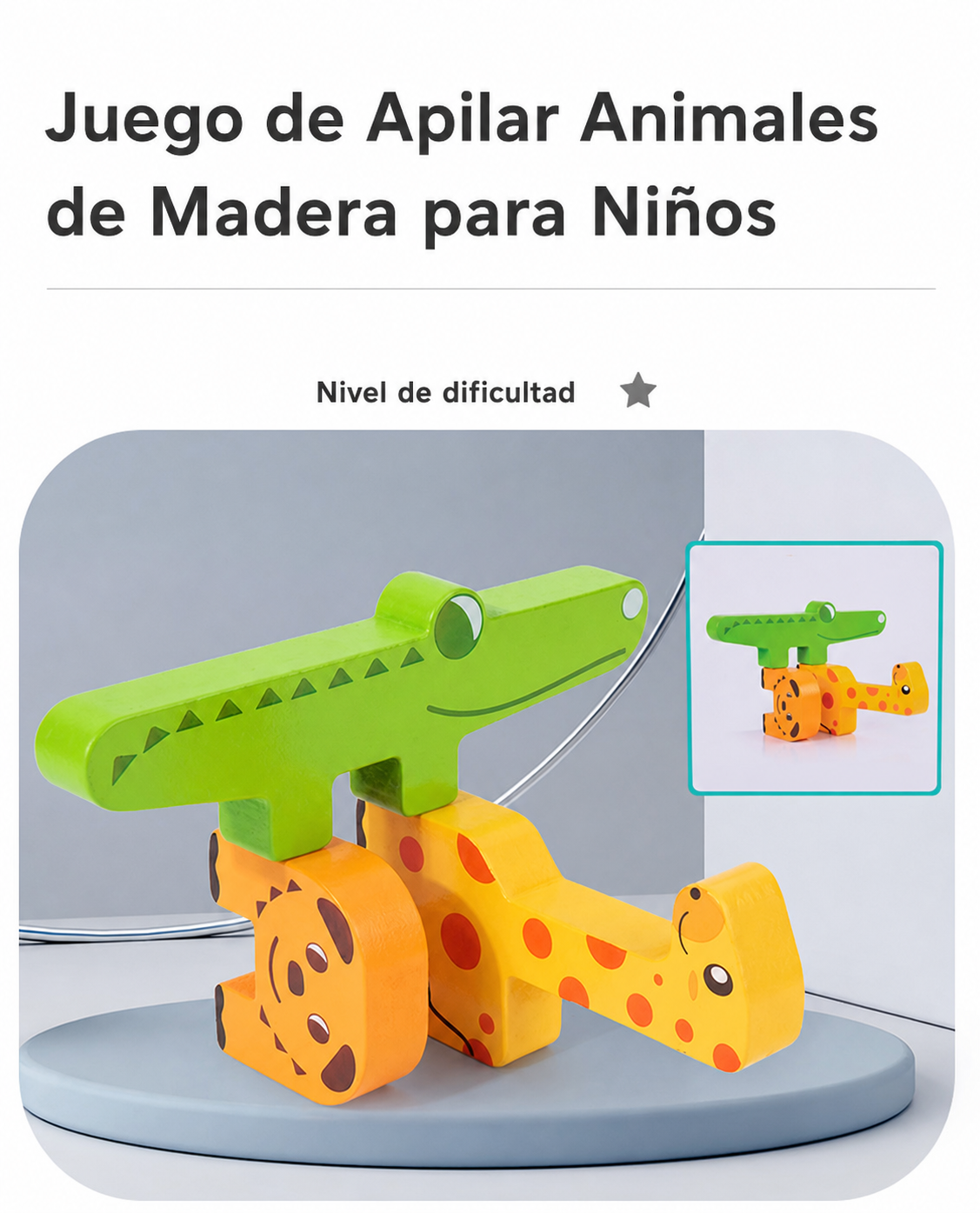 Juego de Apilar Animales de Madera para Niños - 14