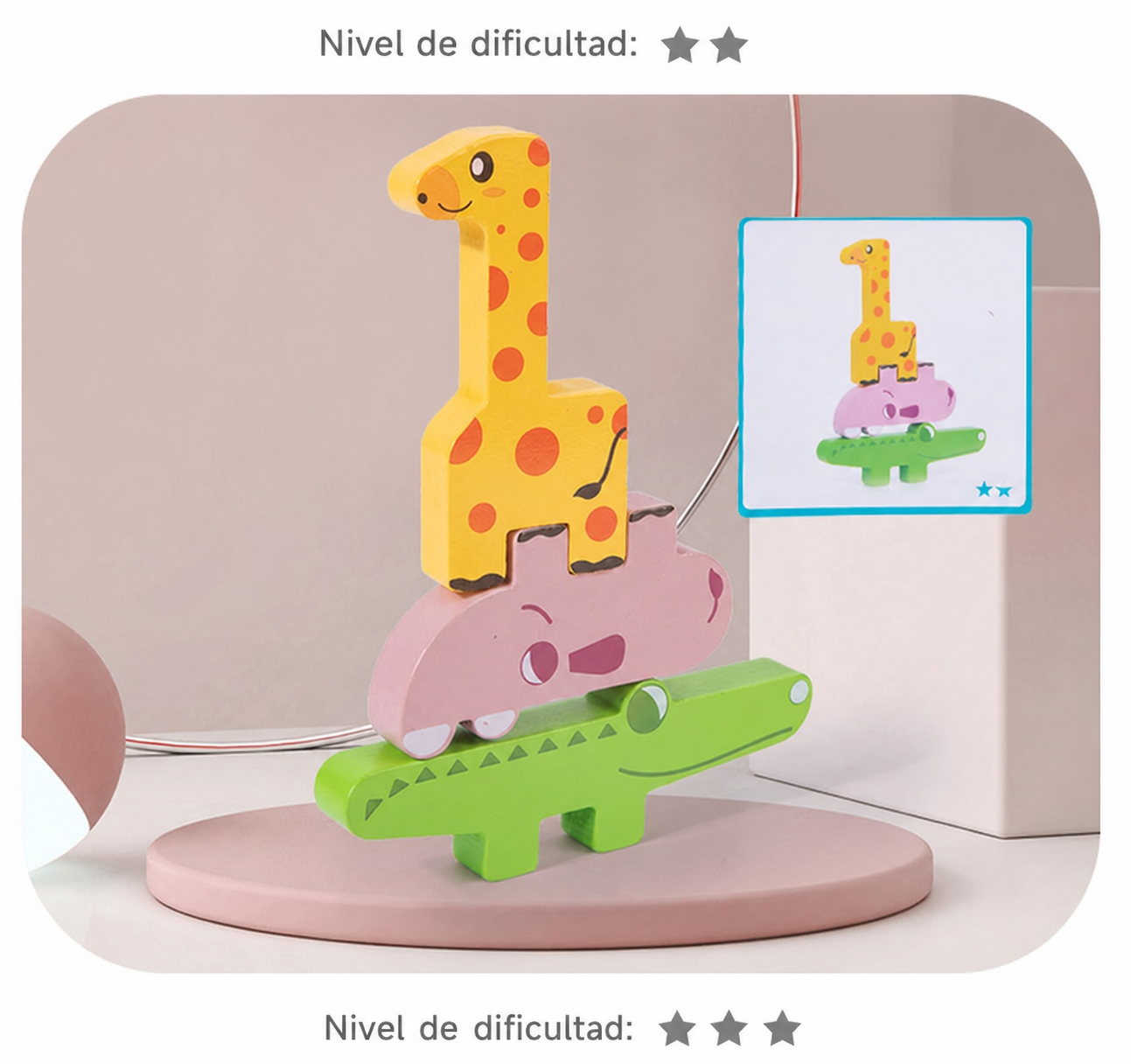 Juego de Apilar Animales de Madera para Niños - 15
