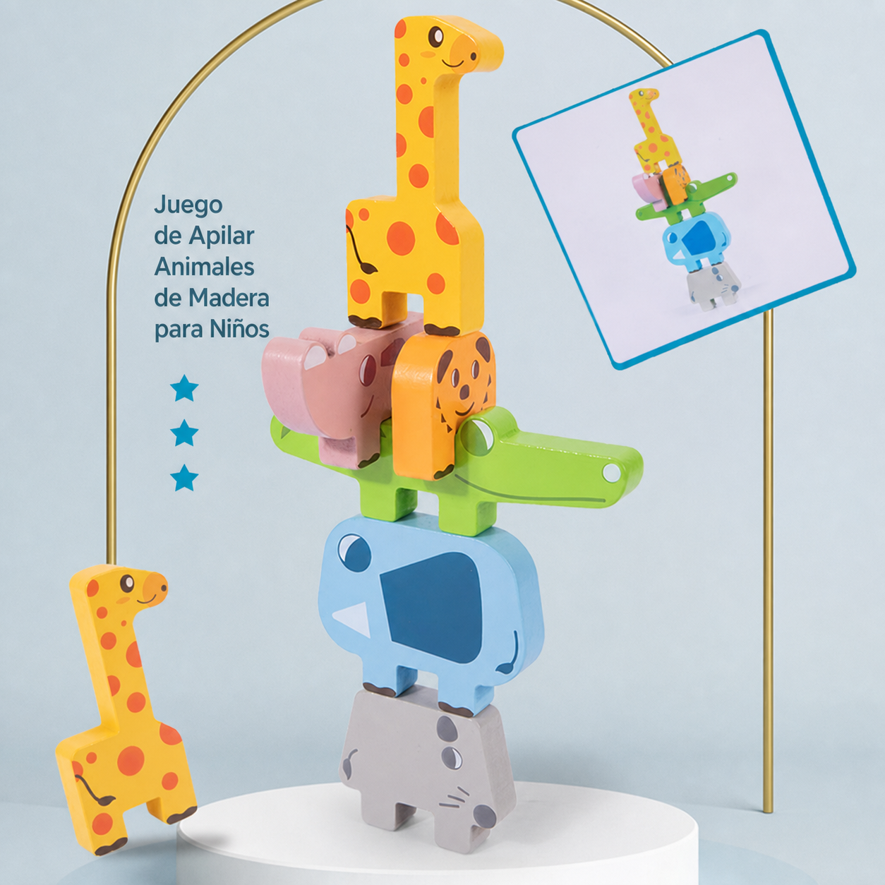 Juego de Apilar Animales de Madera para Niños - 2