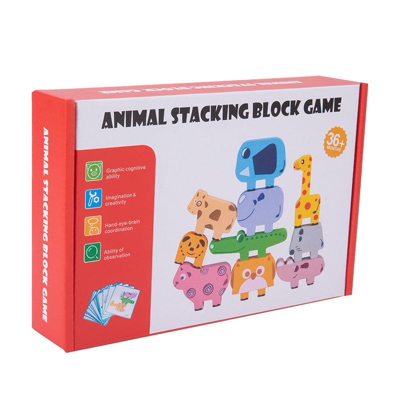 Juego de Apilar Animales de Madera para Niños