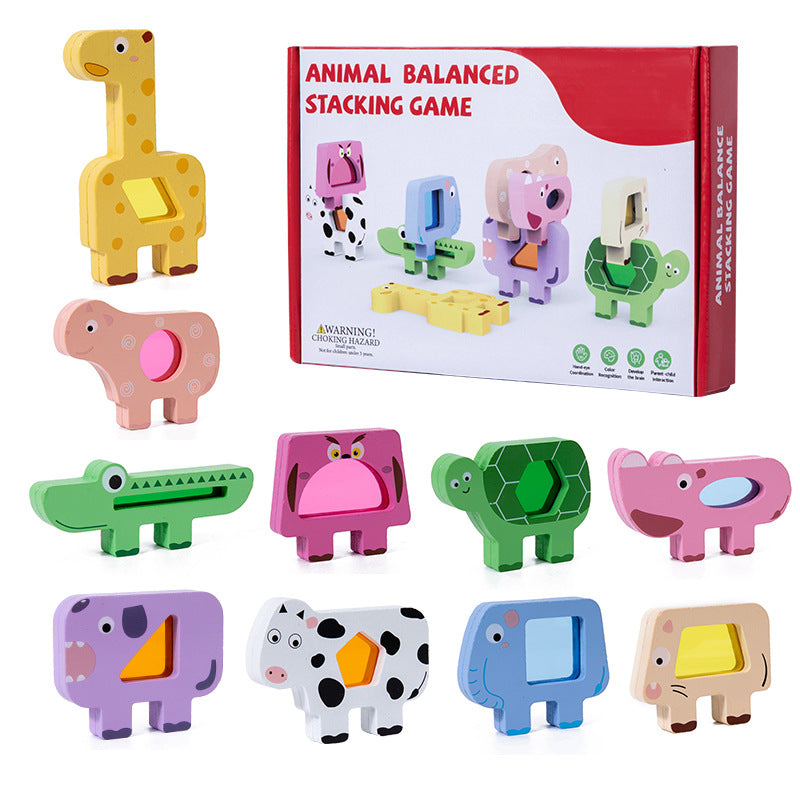 Juego de Apilar Animales de Madera para Niños