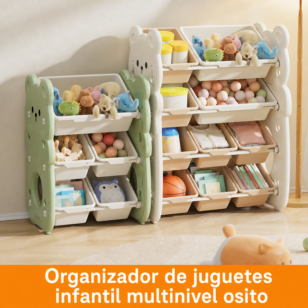 Organizador de juguetes infantil tipo osito multicanasta - 2