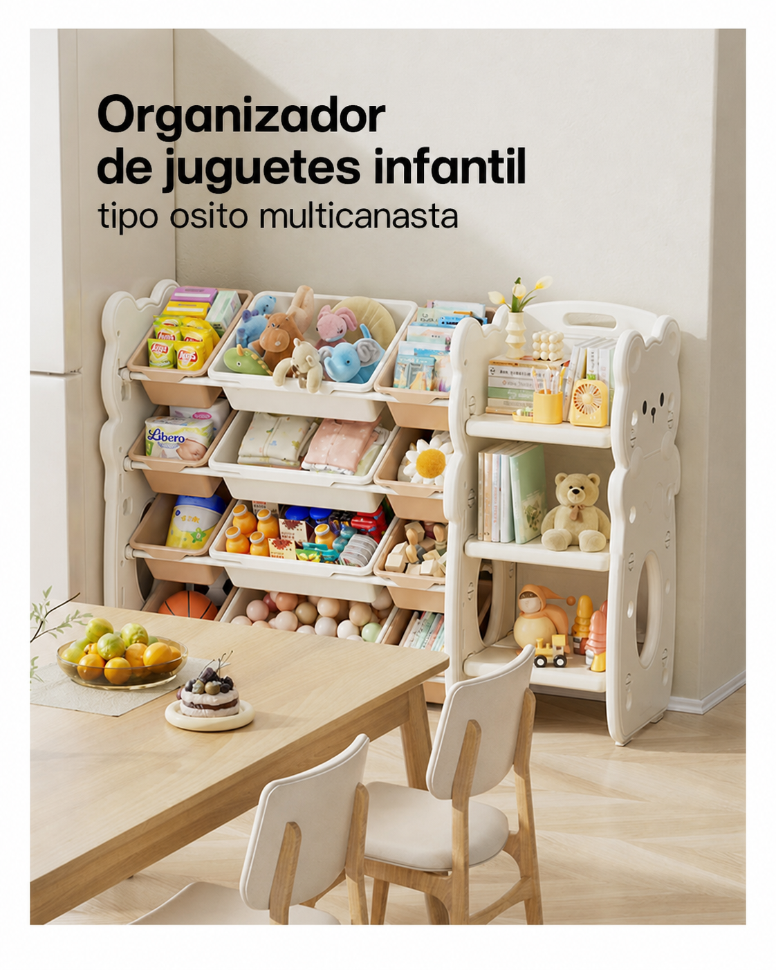 Organizador de juguetes infantil tipo osito multicanasta - 11