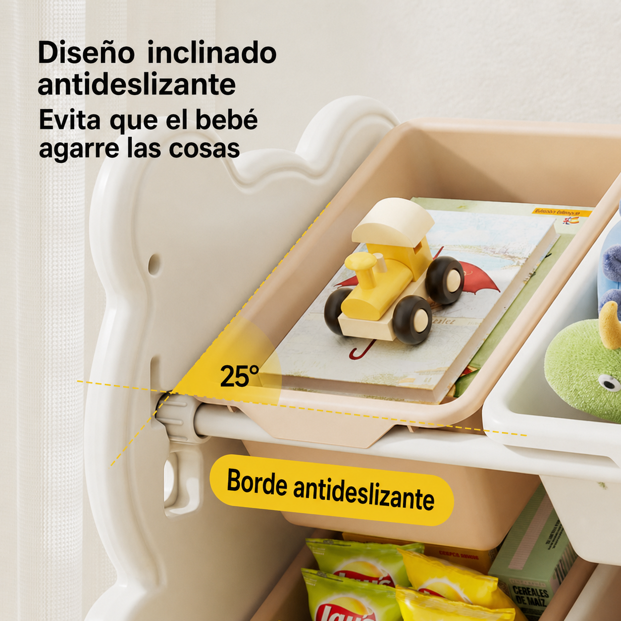 Organizador de juguetes infantil tipo osito multicanasta - 3