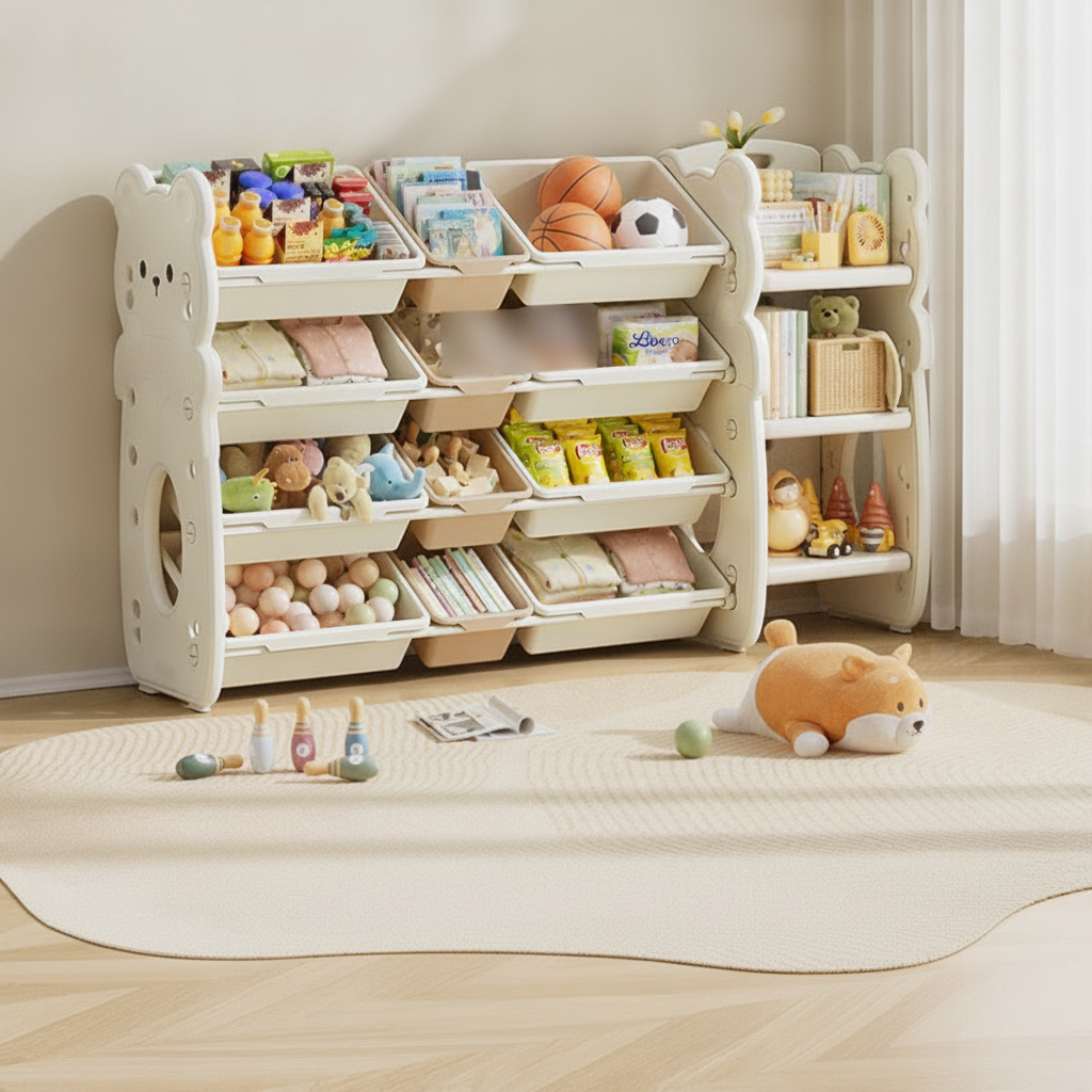 Organizador de juguetes infantil tipo osito multicanasta - 9