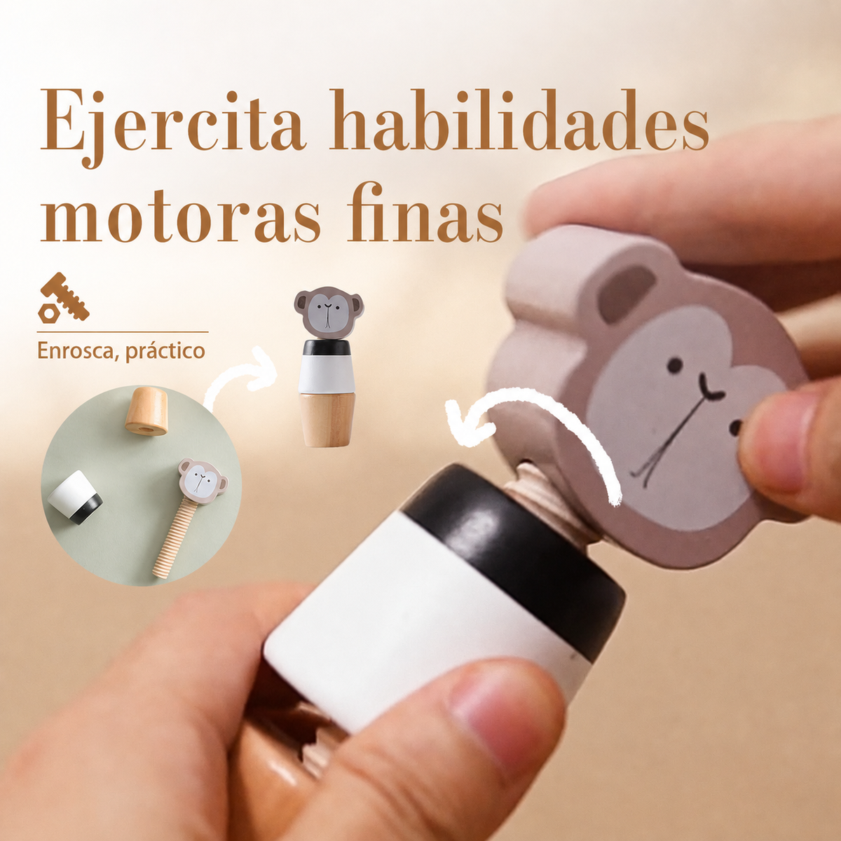 Juguete de madera enrosca tornillos animales - 2