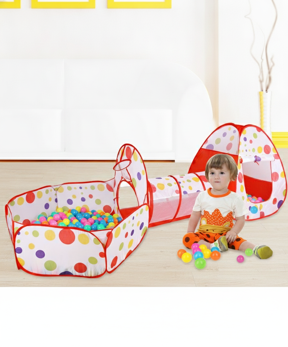 Casita de juegos infantil 3 en 1 con túnel y alberca - 10