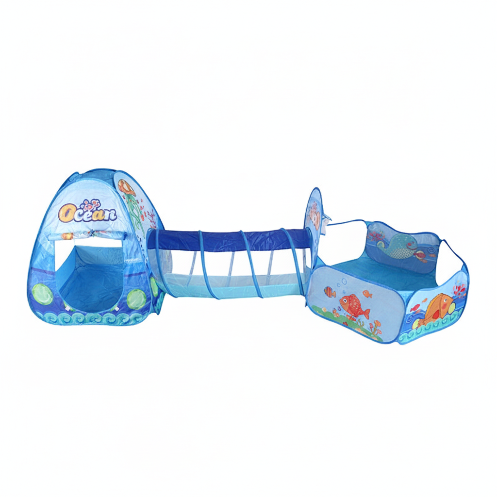 Casita de juegos infantil 3 en 1 con túnel y alberca
