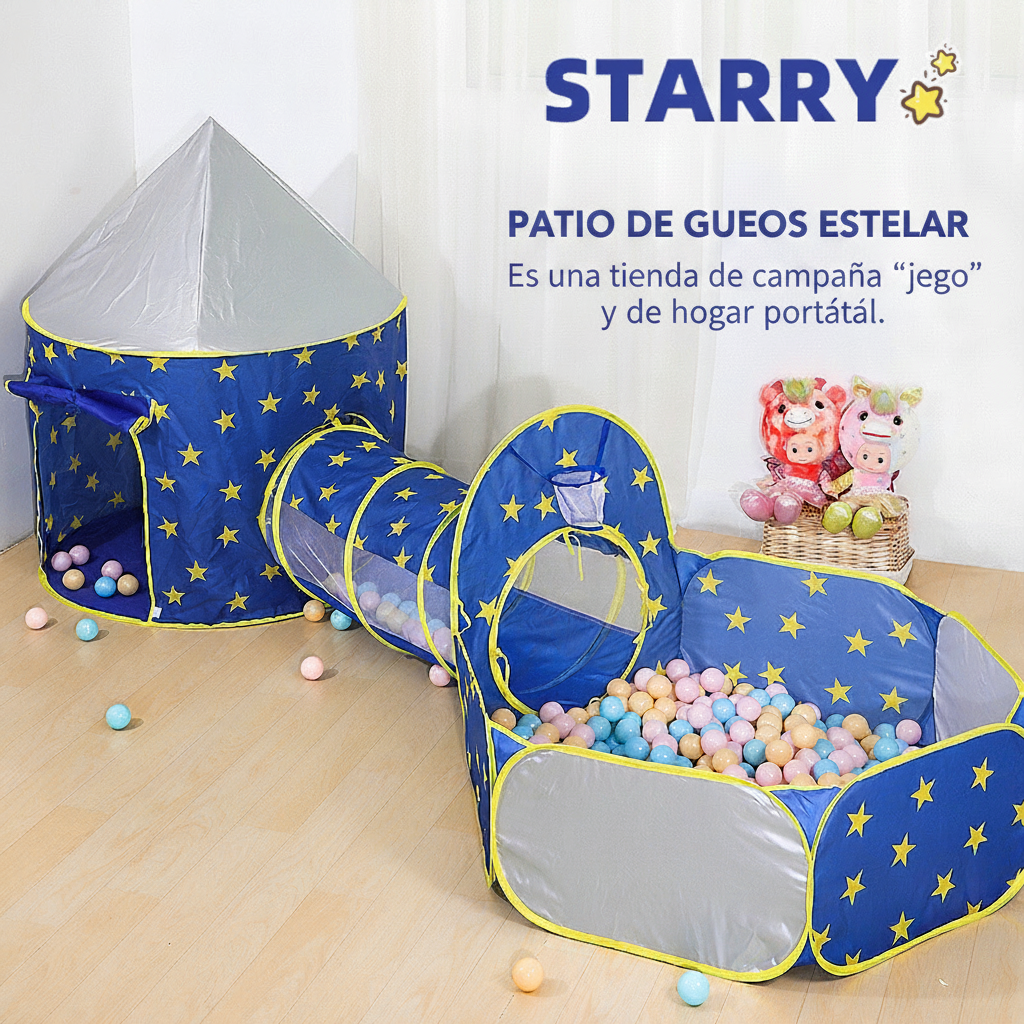 Casita de juegos infantil 3 en 1 con túnel y alberca