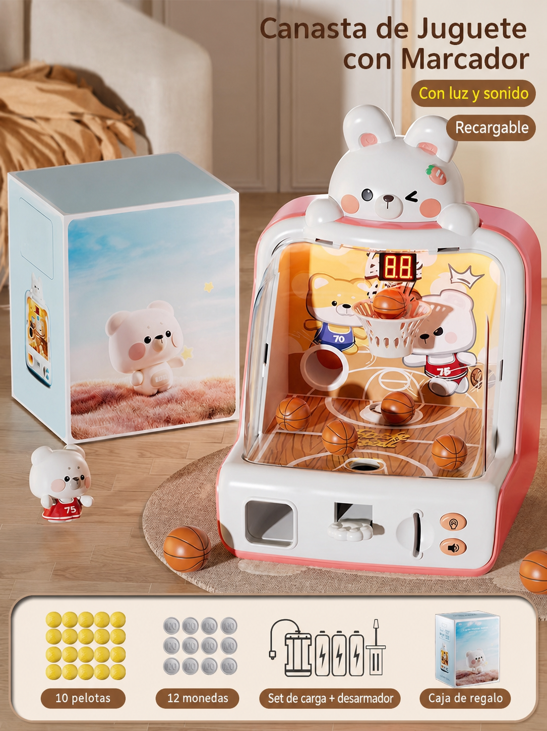 Canasta de Juguete con Marcador para Niños 4-6 Años