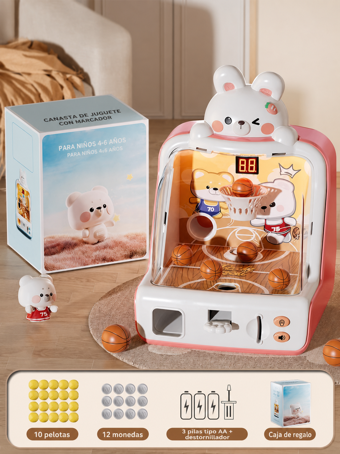 Canasta de Juguete con Marcador para Niños 4-6 Años