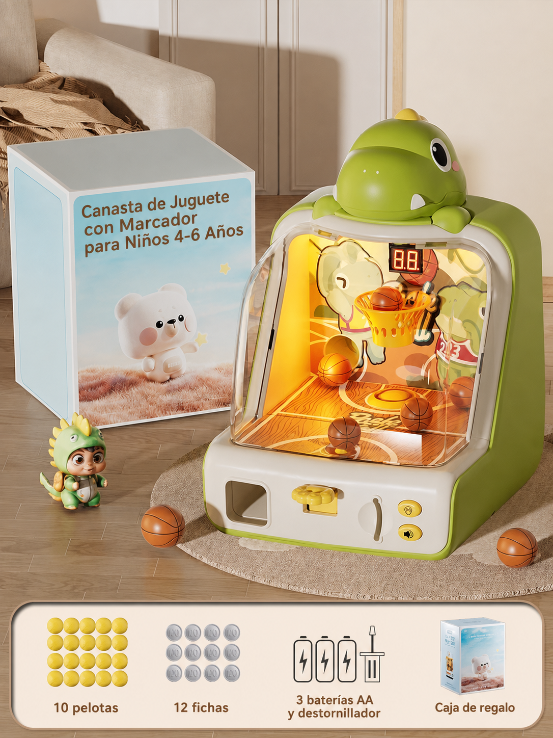 Canasta de Juguete con Marcador para Niños 4-6 Años