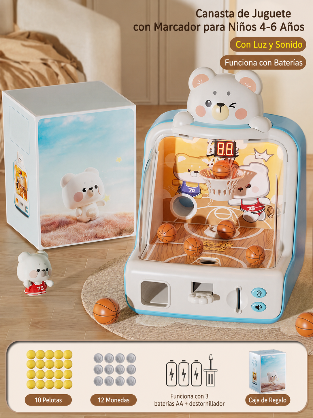Canasta de Juguete con Marcador para Niños 4-6 Años