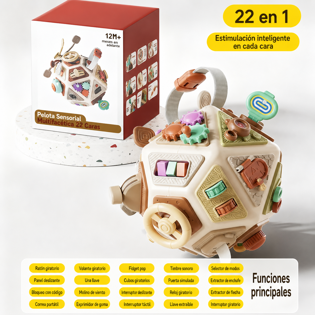 Pelota Sensorial Multifacética 22 Caras Bebé 0-3 años - 6