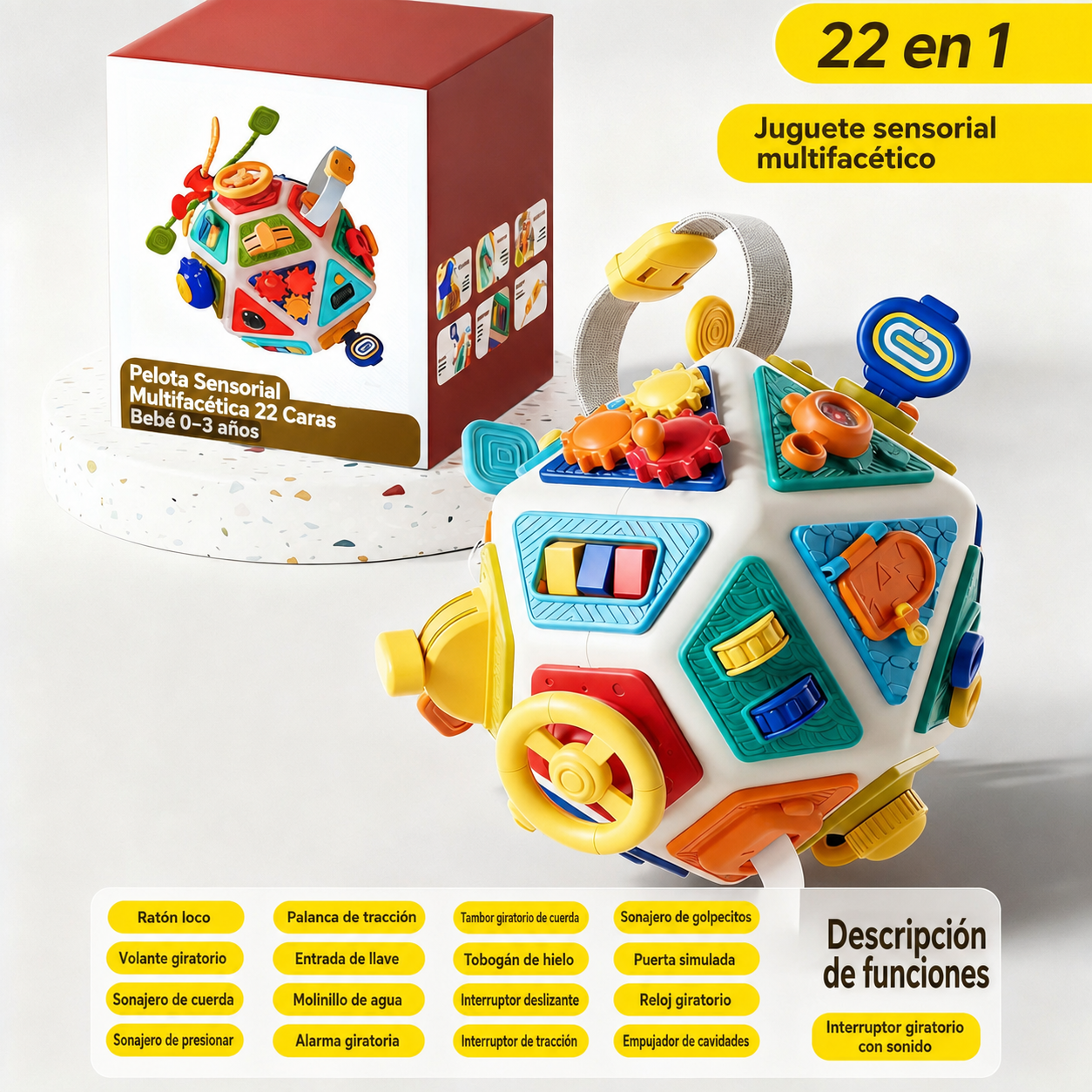 Pelota Sensorial Multifacética 22 Caras Bebé 0-3 años - 7