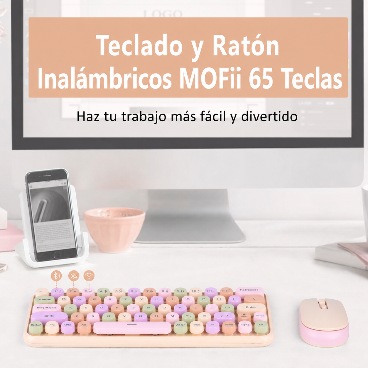 Teclado y Mouse Inalámbricos MOFii 65 Teclas - 3