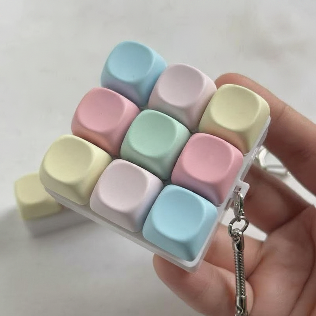 Llavero Antiestrés Teclado Mecánico Macaron con Luz - 3