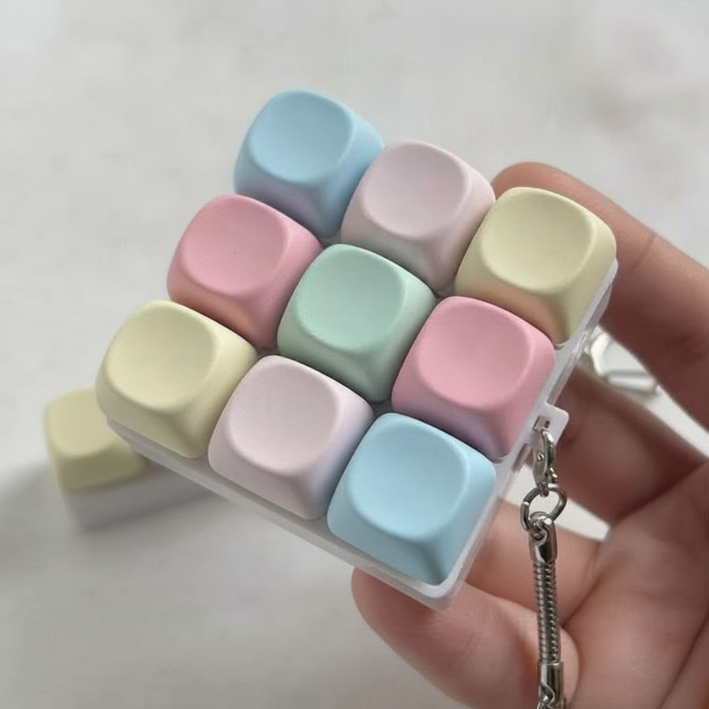 Llavero Antiestrés Teclado Mecánico Macaron con Luz - 7
