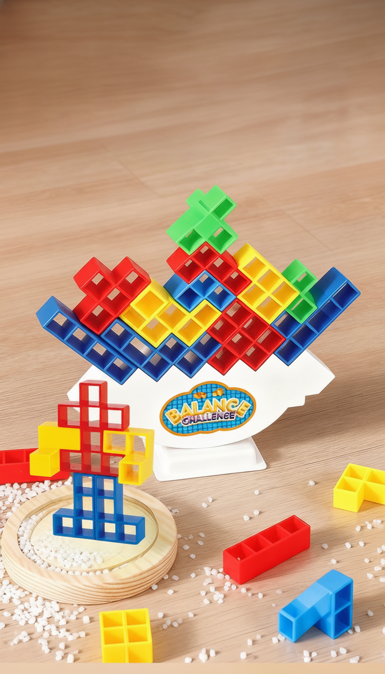 Juego de Equilibrio Tipo Tetris Apilable 16-64 pzas - 9