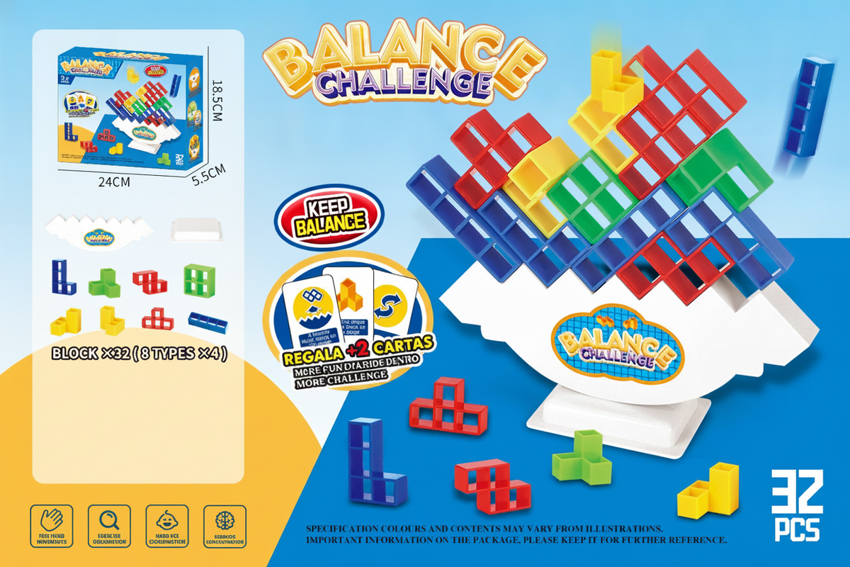 Juego de Equilibrio Tipo Tetris Apilable 16-64 pzas - 5
