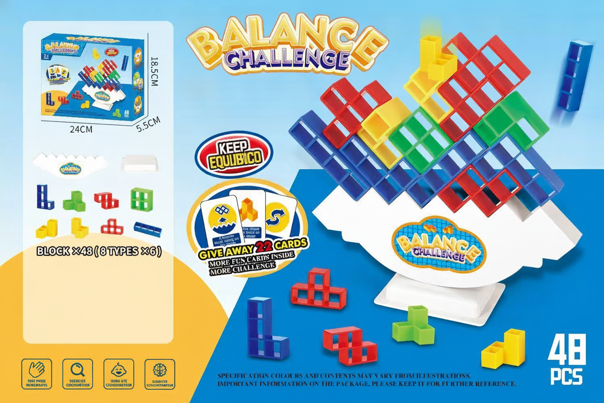 Juego de Equilibrio Tipo Tetris Apilable 16-64 pzas