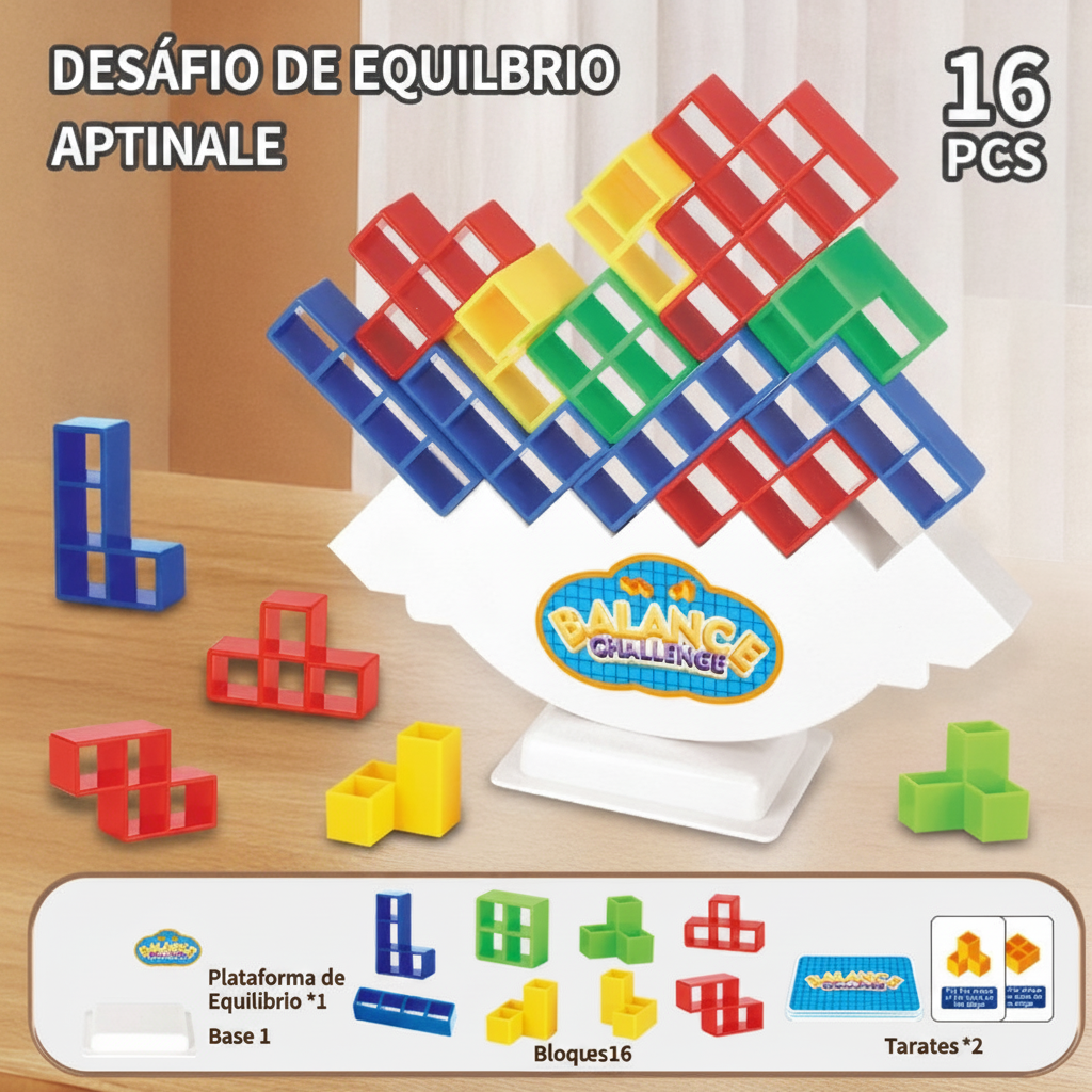 Juego de Equilibrio Tipo Tetris Apilable 16-64 pzas