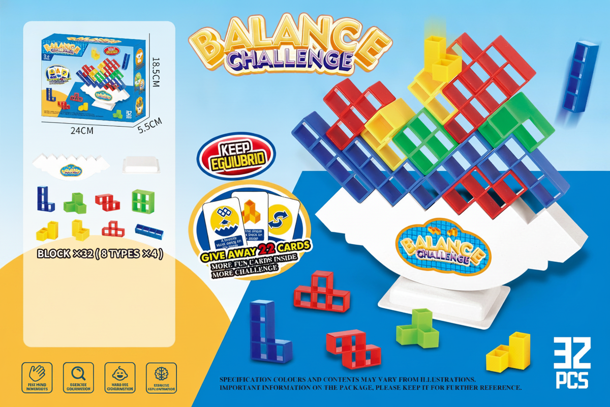 Juego de Equilibrio Tipo Tetris Apilable 16-64 pzas