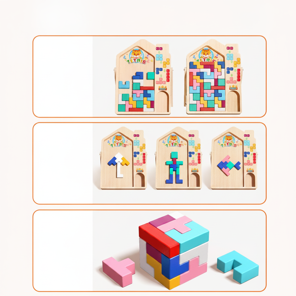 Bloques Magnéticos Tetris de Madera para Niños 4-6 Años - 2